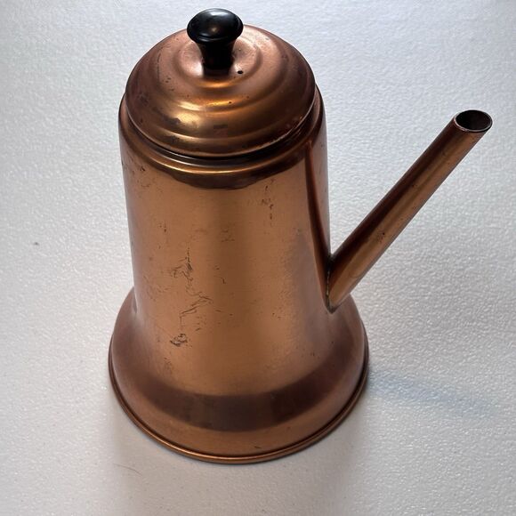 Vintage Copper Craft Guild Wood Side Handle Turkish Coffee Tea Pot No Handle - Picture 3 of 11